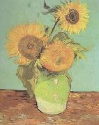 Vincent Van Gogh Three Sunflowers in a Vase (nn04) oil on canvas